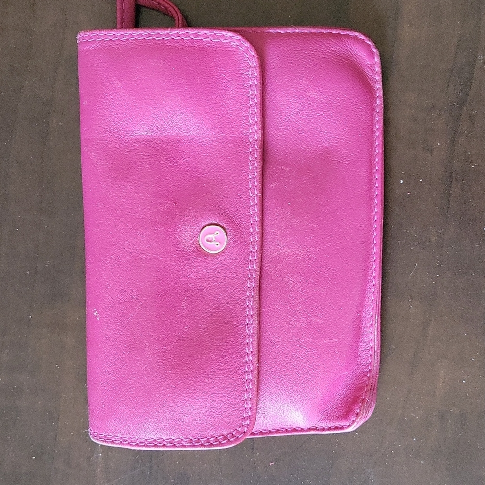 Beautiful soft leather fushia small wallet.